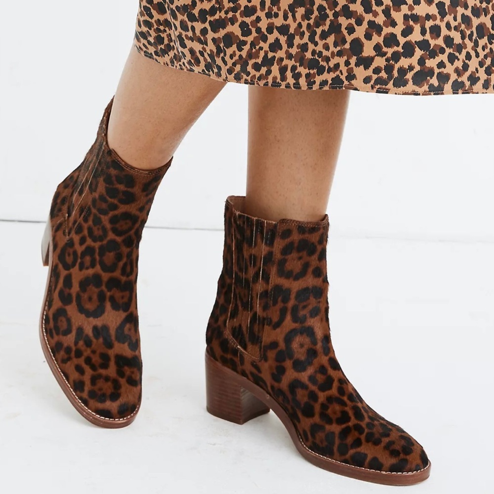 Madewell The Autumn High Chelsea Boot in Leopard Calf Hair- New - Picture 4 of 9